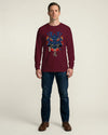 Samurai Mask with Fiery Eyes Ukiyo-e Unisex Long Sleeve Tee - Samurai Original