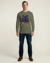 Samurai Mask with Fiery Eyes Ukiyo-e Unisex Long Sleeve Tee - Samurai Original