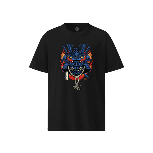 Samurai Mask with Fiery Eyes Ukiyo-e Unisex organic t-shirt
