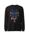 Samurai Mask with Fiery Eyes Ukiyo-e Unisex Long Sleeve Tee Black - Samurai Original