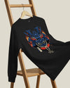 Samurai Mask with Fiery Eyes Ukiyo-e Unisex Long Sleeve Tee - Samurai Original