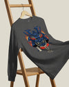 Samurai Mask with Fiery Eyes Ukiyo-e Unisex Long Sleeve Tee - Samurai Original