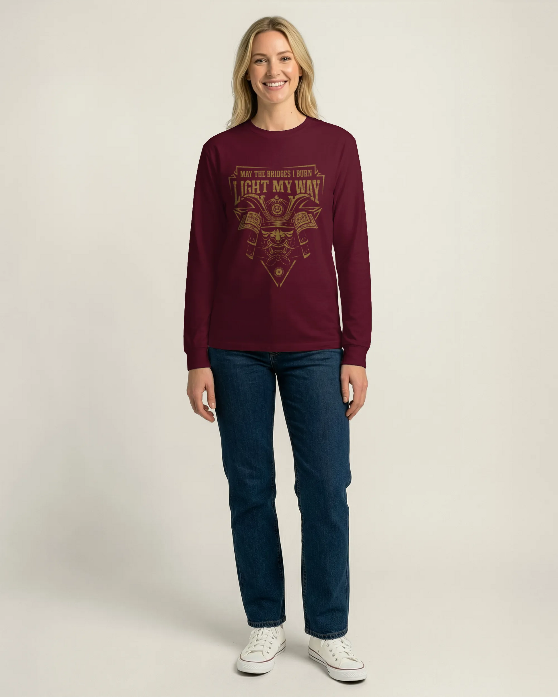 Samurai May The Bridges I Burn Light The Way Quote Unisex Long Sleeve Tee - Samurai Original