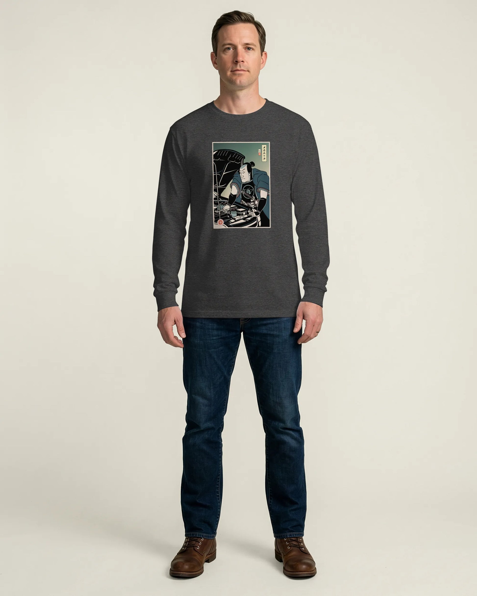 Samurai Mechanic Car Garage Ukiyo-e Unisex Long Sleeve Tee - Samurai Original