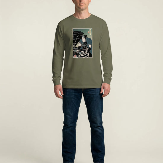 Samurai Mechanic Car Garage Ukiyo-e Unisex Long Sleeve Tee - Samurai Original