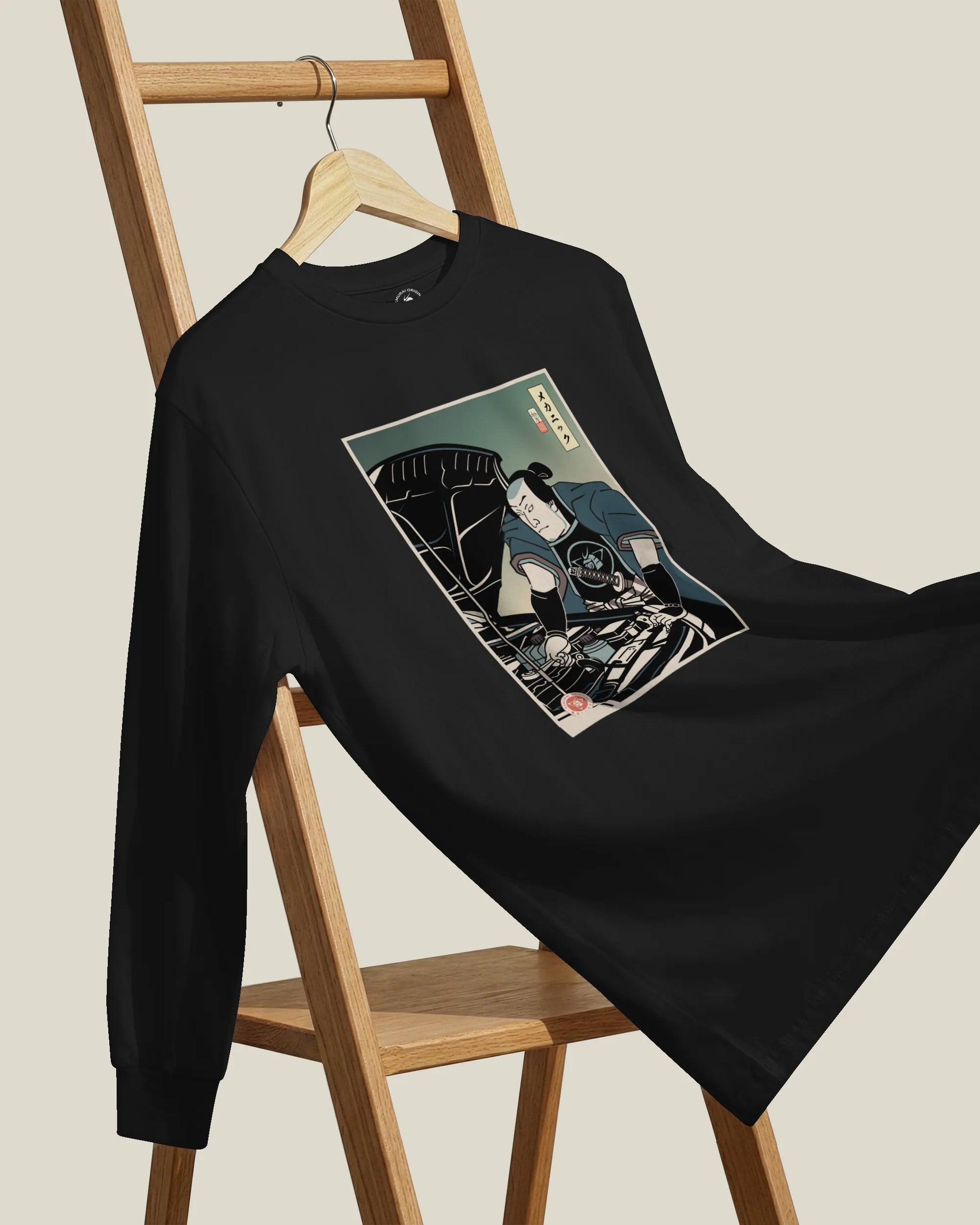 Samurai Mechanic Car Garage Ukiyo-e Unisex Long Sleeve Tee - Samurai Original