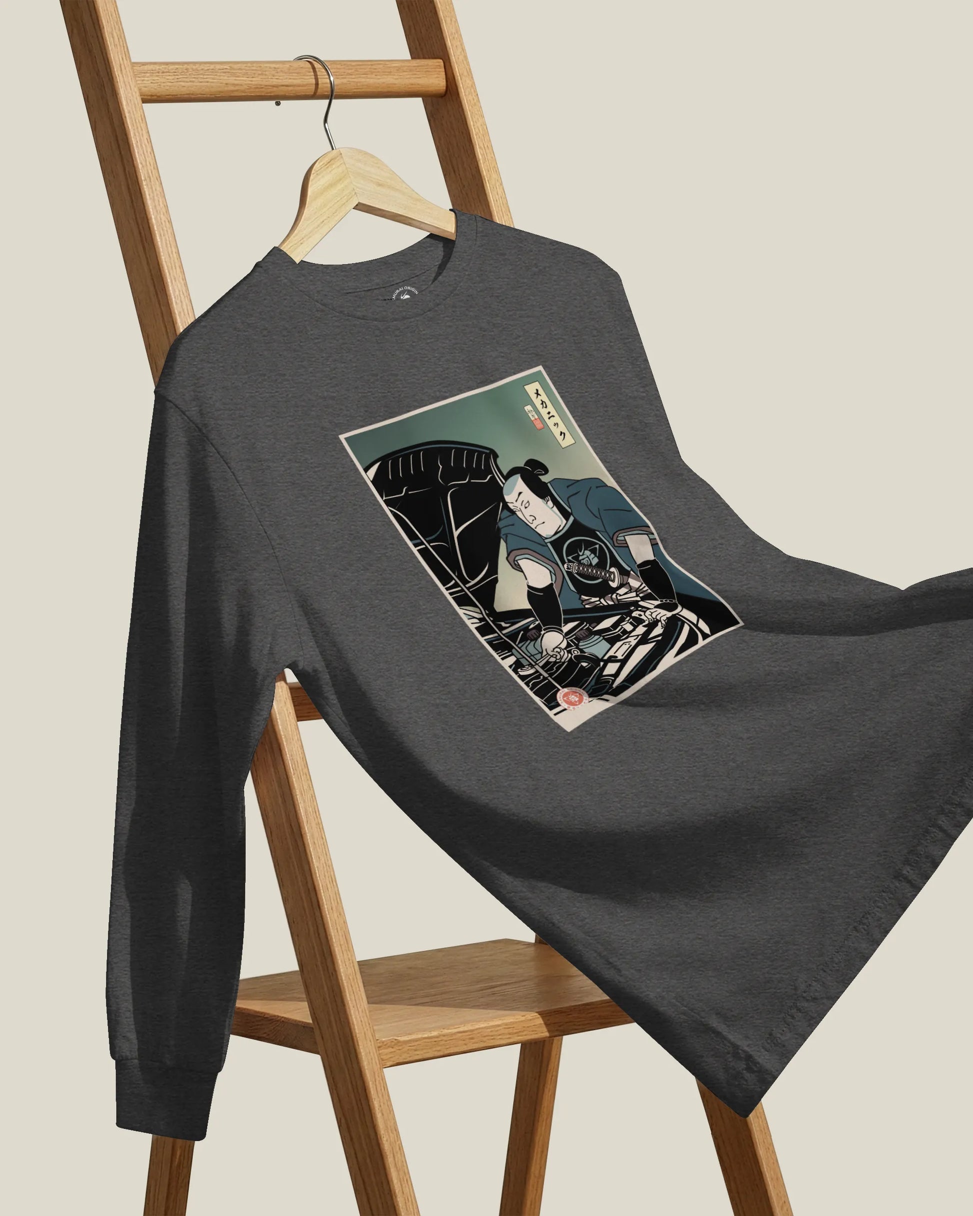 Samurai Mechanic Car Garage Ukiyo-e Unisex Long Sleeve Tee - Samurai Original