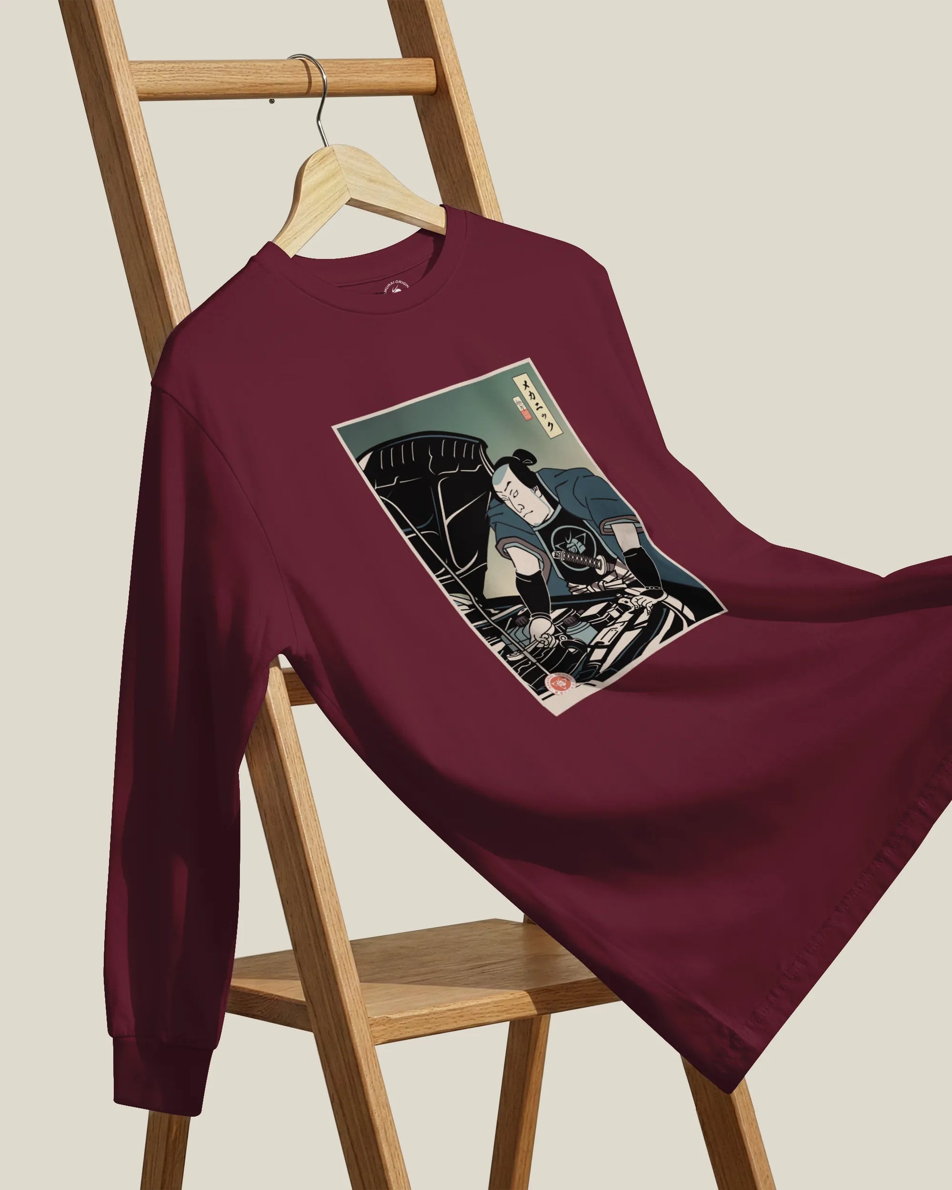 Samurai Mechanic Car Garage Ukiyo-e Unisex Long Sleeve Tee - Samurai Original