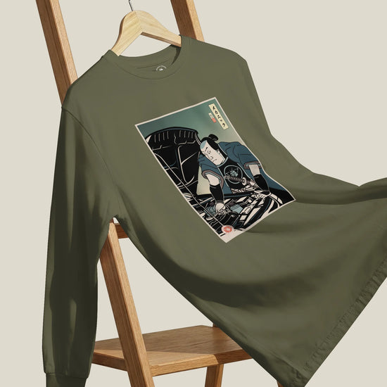 Samurai Mechanic Car Garage Ukiyo-e Unisex Long Sleeve Tee - Samurai Original