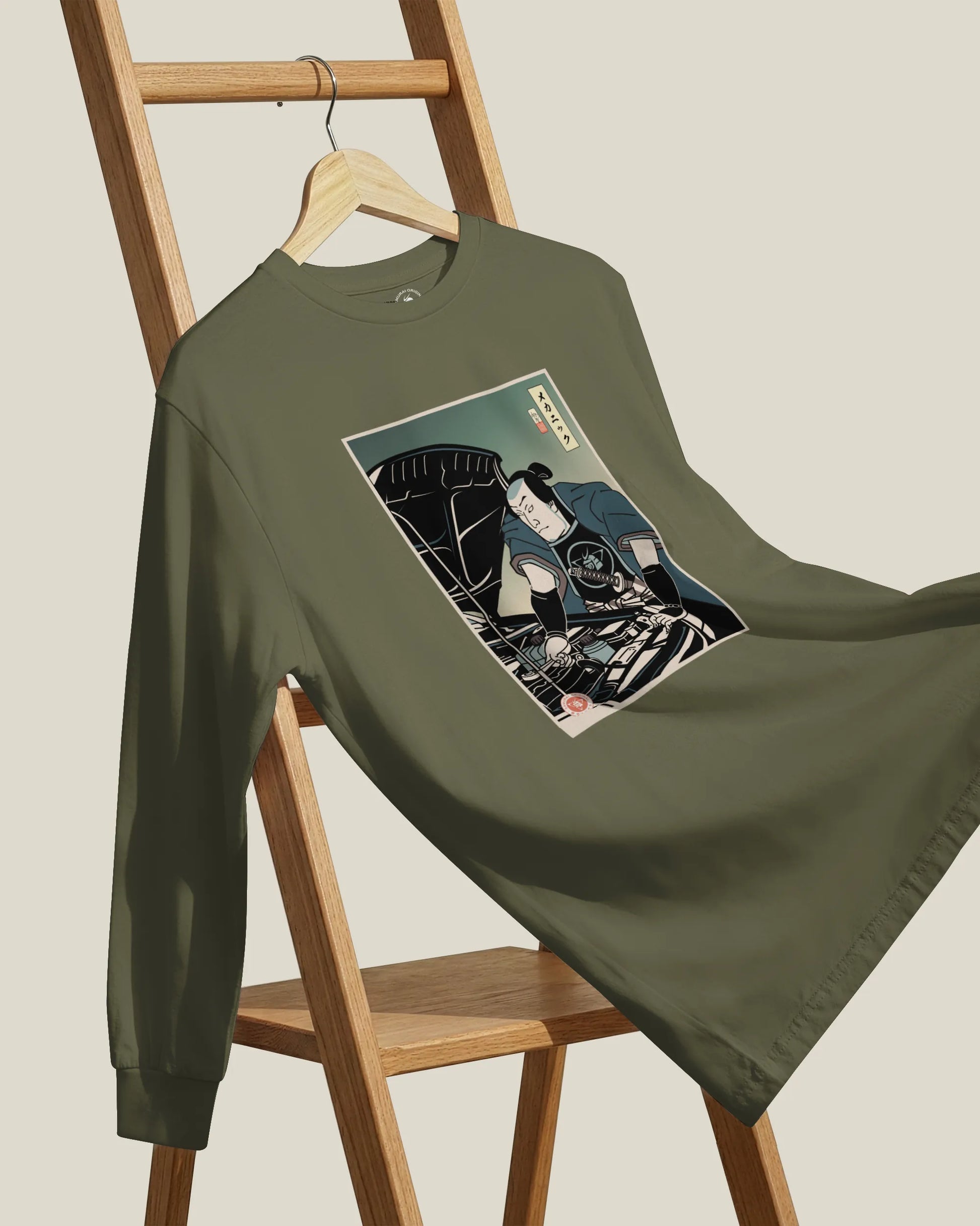 Samurai Mechanic Car Garage Ukiyo-e Unisex Long Sleeve Tee - Samurai Original