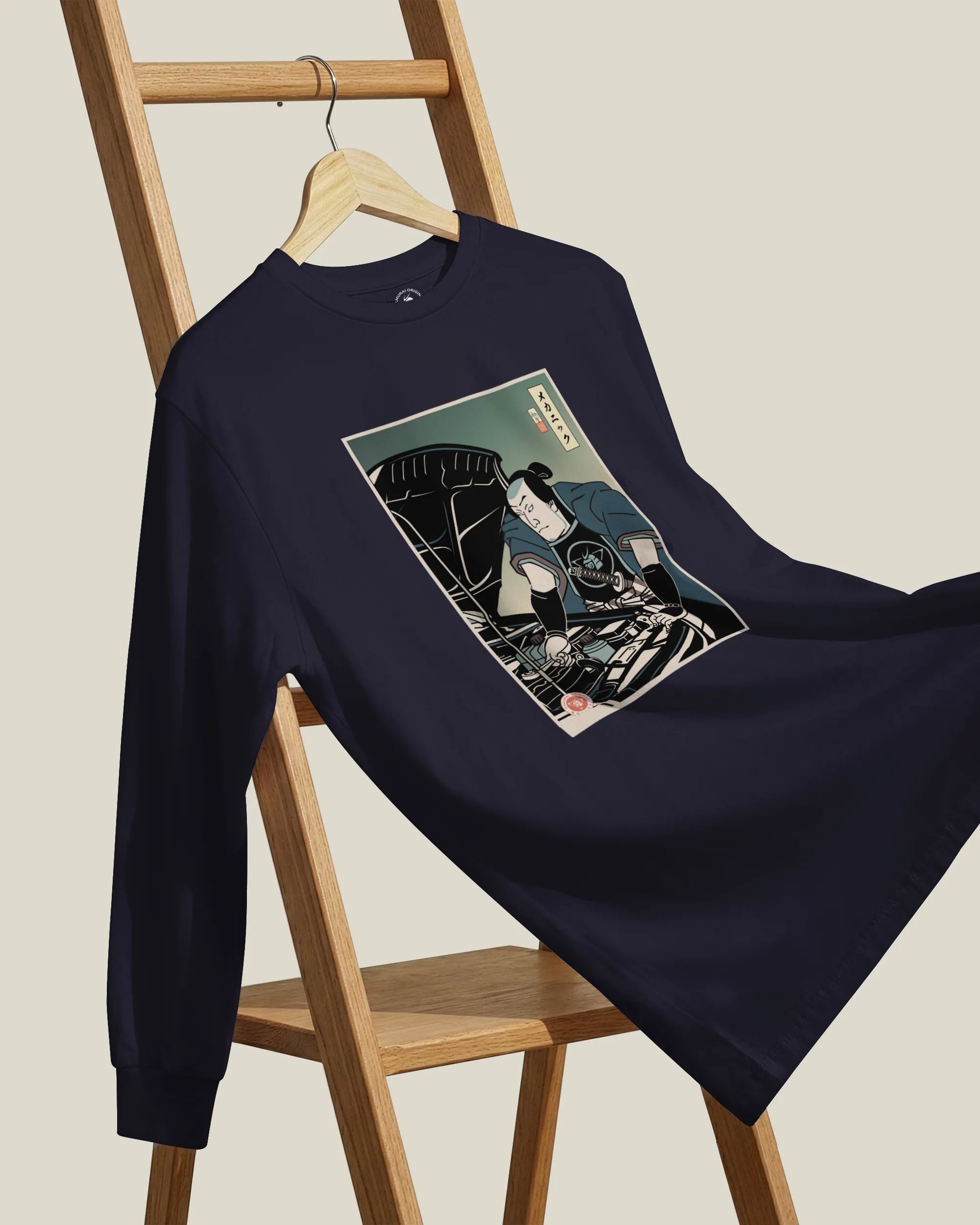 Samurai Mechanic Car Garage Ukiyo-e Unisex Long Sleeve Tee - Samurai Original