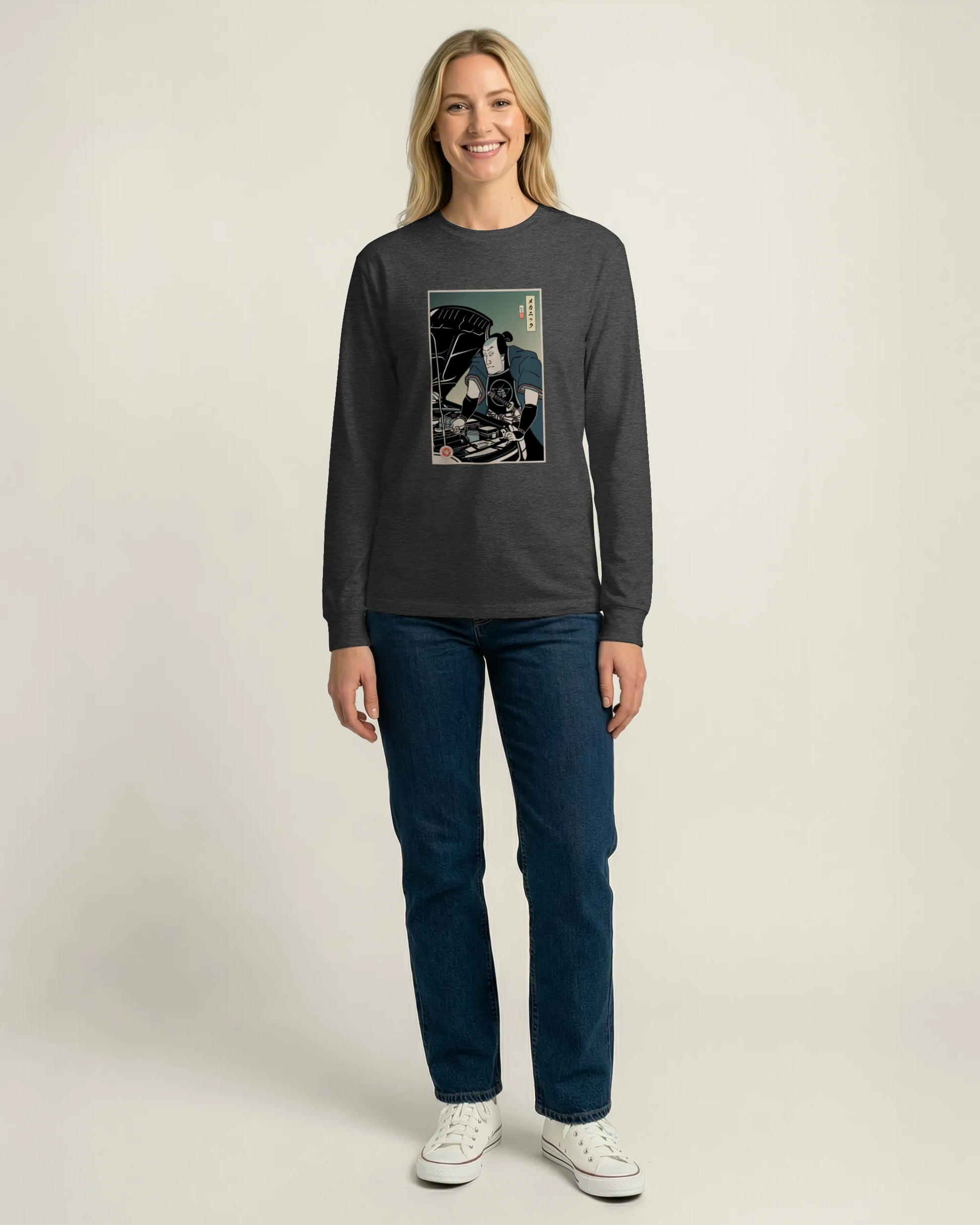 Samurai Mechanic Car Garage Ukiyo-e Unisex Long Sleeve Tee - Samurai Original