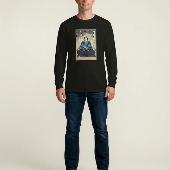 Samurai Meditation Yoga Japanese Ukiyo-e Unisex Long Sleeve Tee - Samurai Original