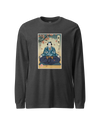 Samurai Meditation Yoga Japanese Ukiyo-e Unisex Long Sleeve Tee Dark Grey Heather - Samurai Original