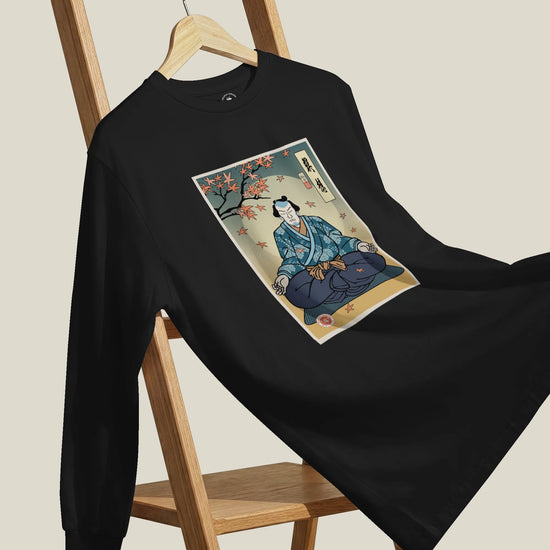 Samurai Meditation Yoga Japanese Ukiyo-e Unisex Long Sleeve Tee - Samurai Original