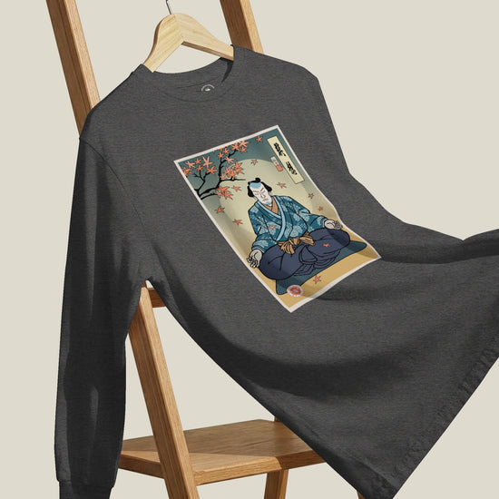 Samurai Meditation Yoga Japanese Ukiyo-e Unisex Long Sleeve Tee - Samurai Original