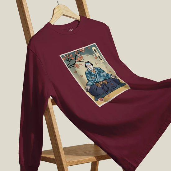Samurai Meditation Yoga Japanese Ukiyo-e Unisex Long Sleeve Tee - Samurai Original