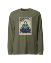 Samurai Meditation Yoga Japanese Ukiyo-e Unisex Long Sleeve Tee Military Green - Samurai Original