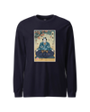 Samurai Meditation Yoga Japanese Ukiyo-e Unisex Long Sleeve Tee Navy - Samurai Original