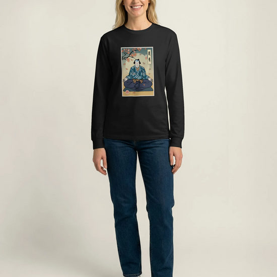 Samurai Meditation Yoga Japanese Ukiyo-e Unisex Long Sleeve Tee - Samurai Original