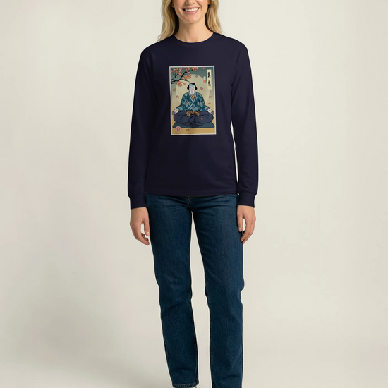 Samurai Meditation Yoga Japanese Ukiyo-e Unisex Long Sleeve Tee - Samurai Original