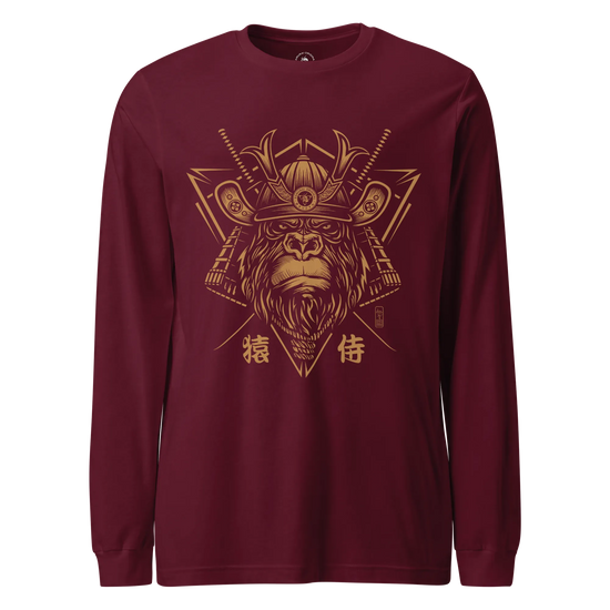 Samurai Monkey Mask Unisex Long Sleeve Tee Maroon - Samurai Original