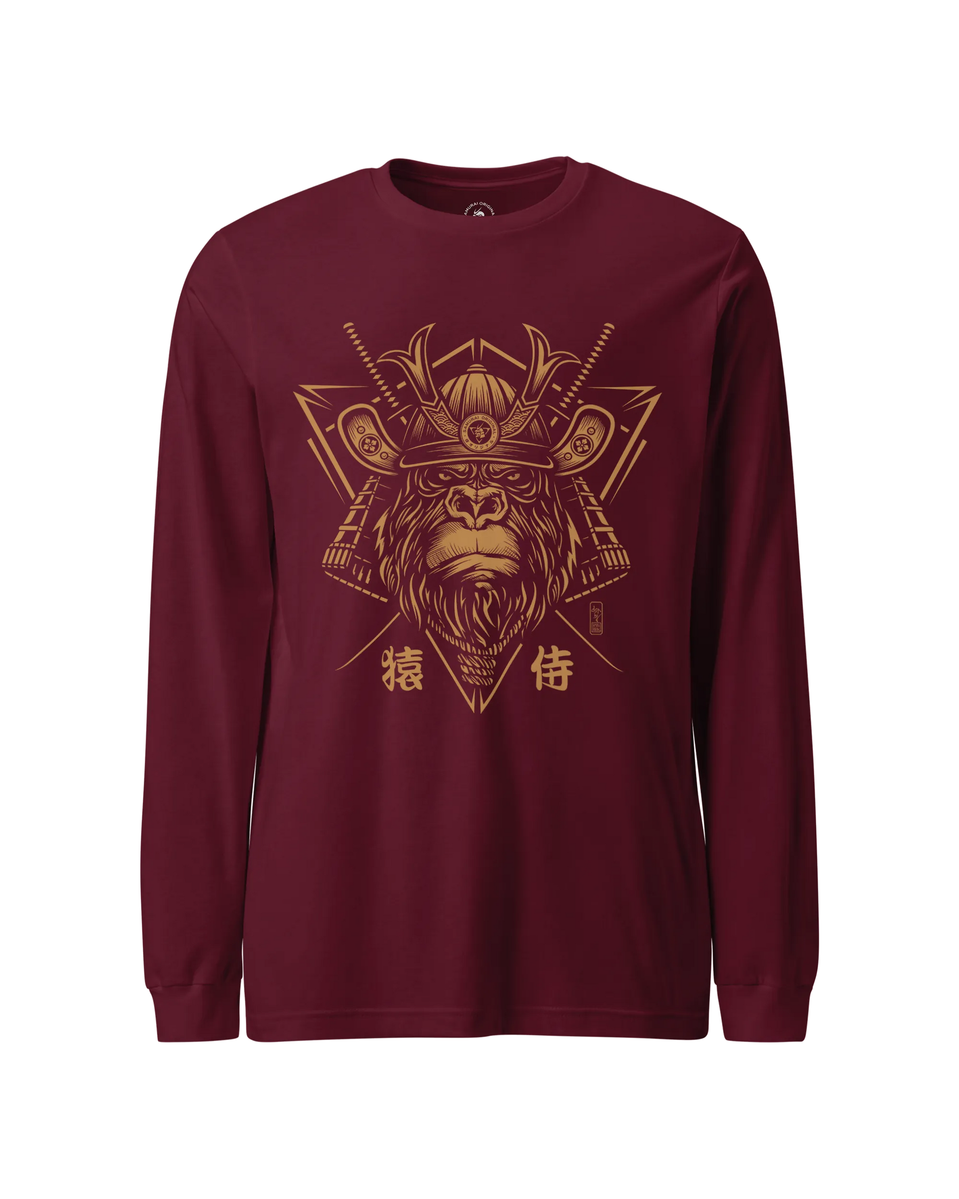 Samurai Monkey Mask Unisex Long Sleeve Tee Maroon - Samurai Original