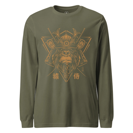 Samurai Monkey Mask Unisex Long Sleeve Tee Military Green - Samurai Original