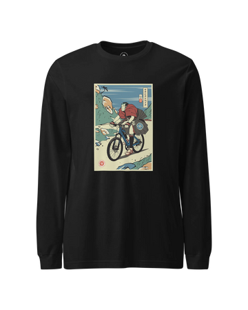 Samurai Mountain Bike Ukiyo-e Unisex Long Sleeve Tee