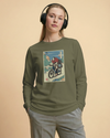 Samurai Mountain Bike Ukiyo-e Unisex Long Sleeve Tee