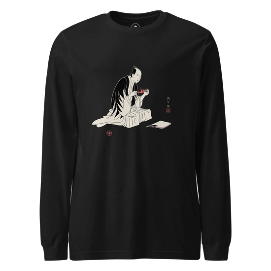Samurai Origami Japanese Ukiyo-e Unisex Long Sleeve Tee Black - Samurai Original