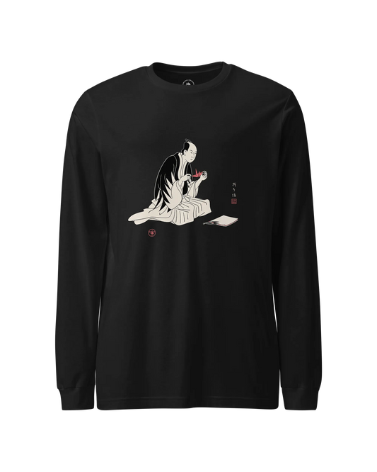 Samurai Origami Japanese Ukiyo-e Unisex Long Sleeve Tee Black - Samurai Original