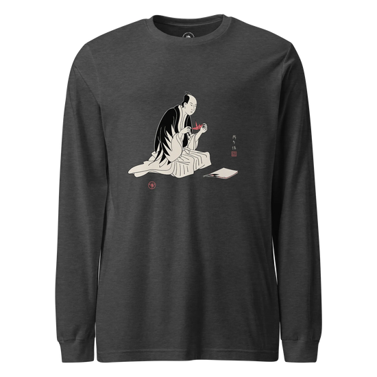 Samurai Origami Japanese Ukiyo-e Unisex Long Sleeve Tee Dark Grey Heather - Samurai Original