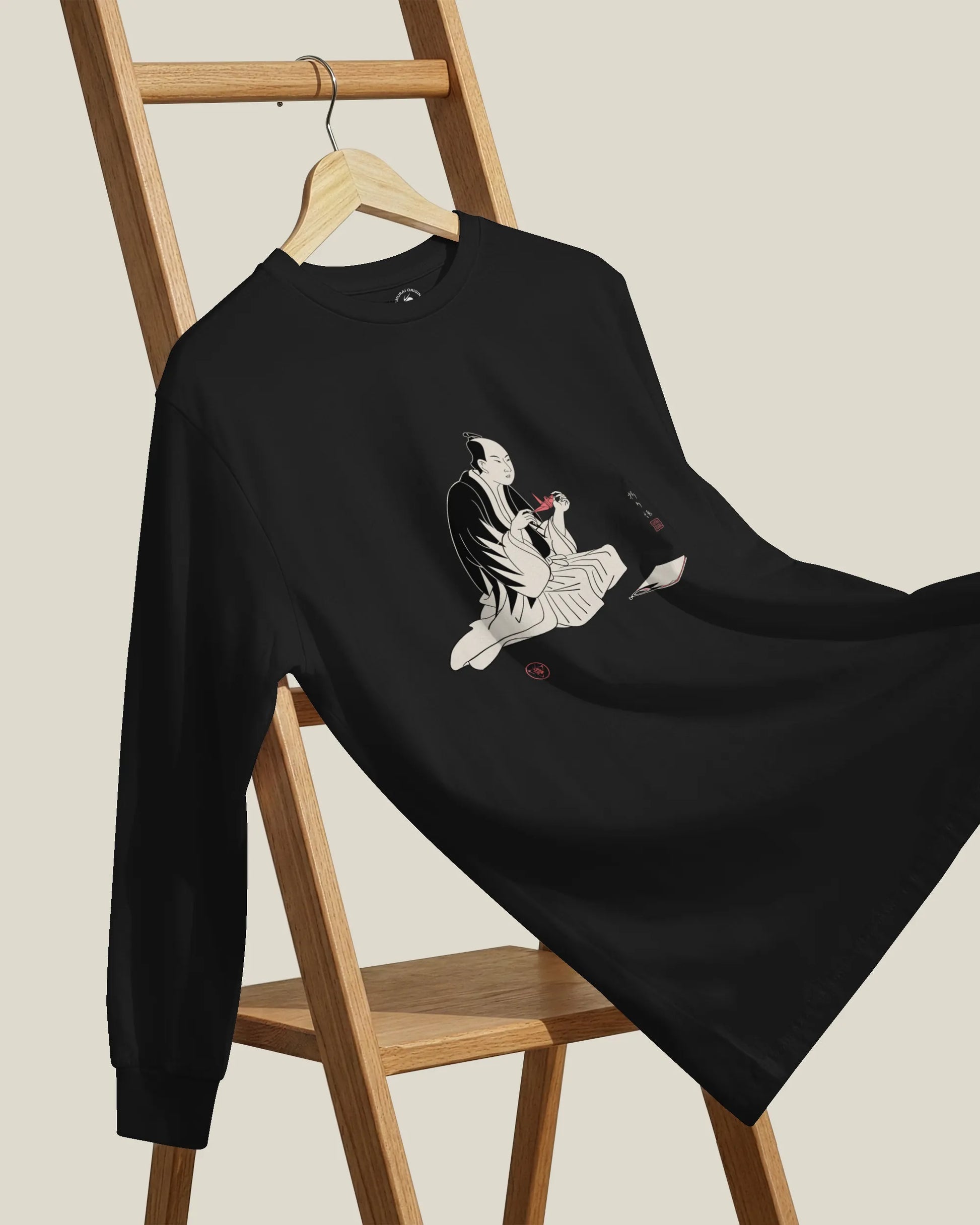 Samurai Origami Japanese Ukiyo-e Unisex Long Sleeve Tee - Samurai Original