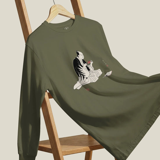 Samurai Origami Japanese Ukiyo-e Unisex Long Sleeve Tee - Samurai Original