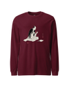 Samurai Origami Japanese Ukiyo-e Unisex Long Sleeve Tee Maroon - Samurai Original