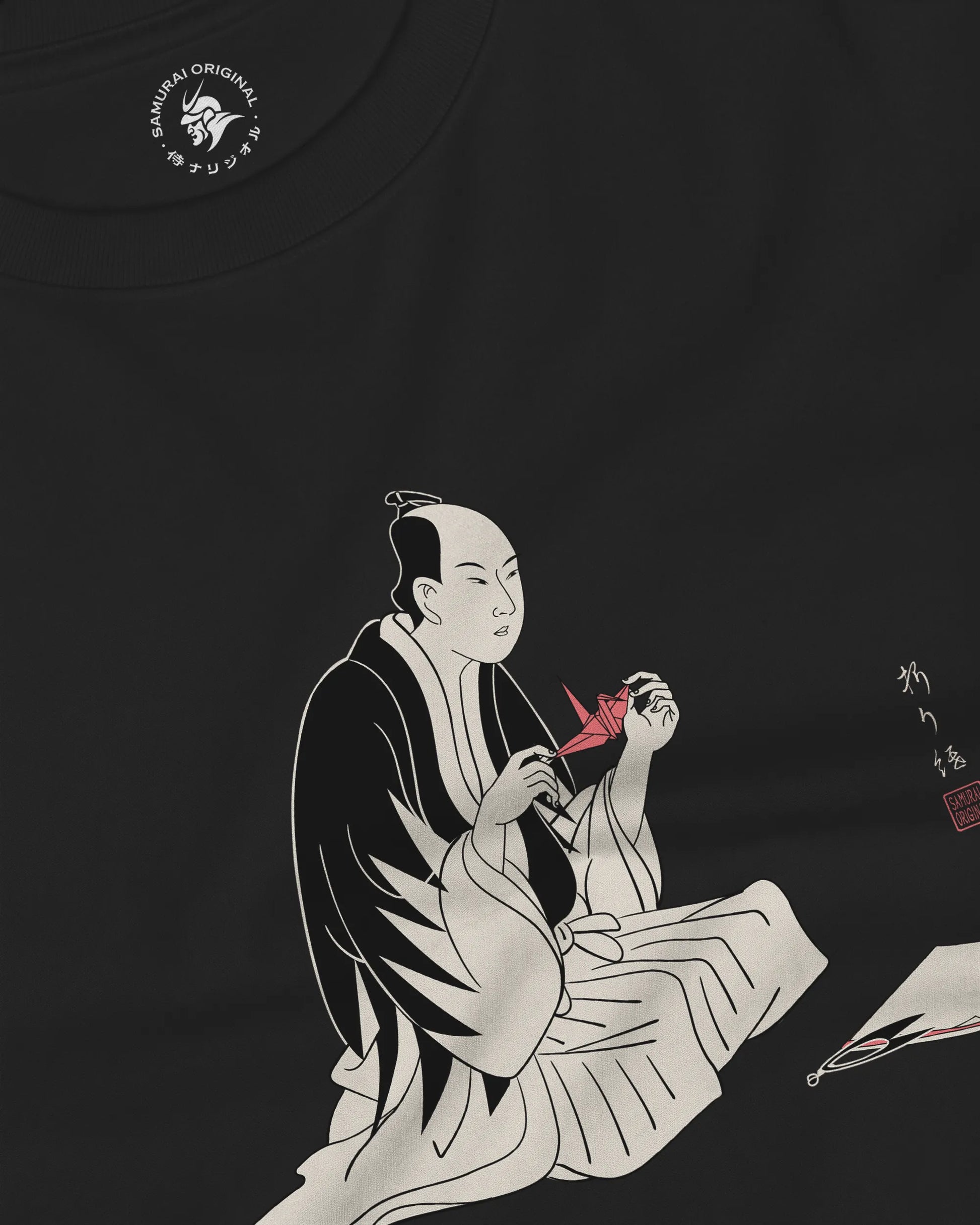 Samurai Origami Japanese Ukiyo-e Unisex Long Sleeve Tee - Samurai Original