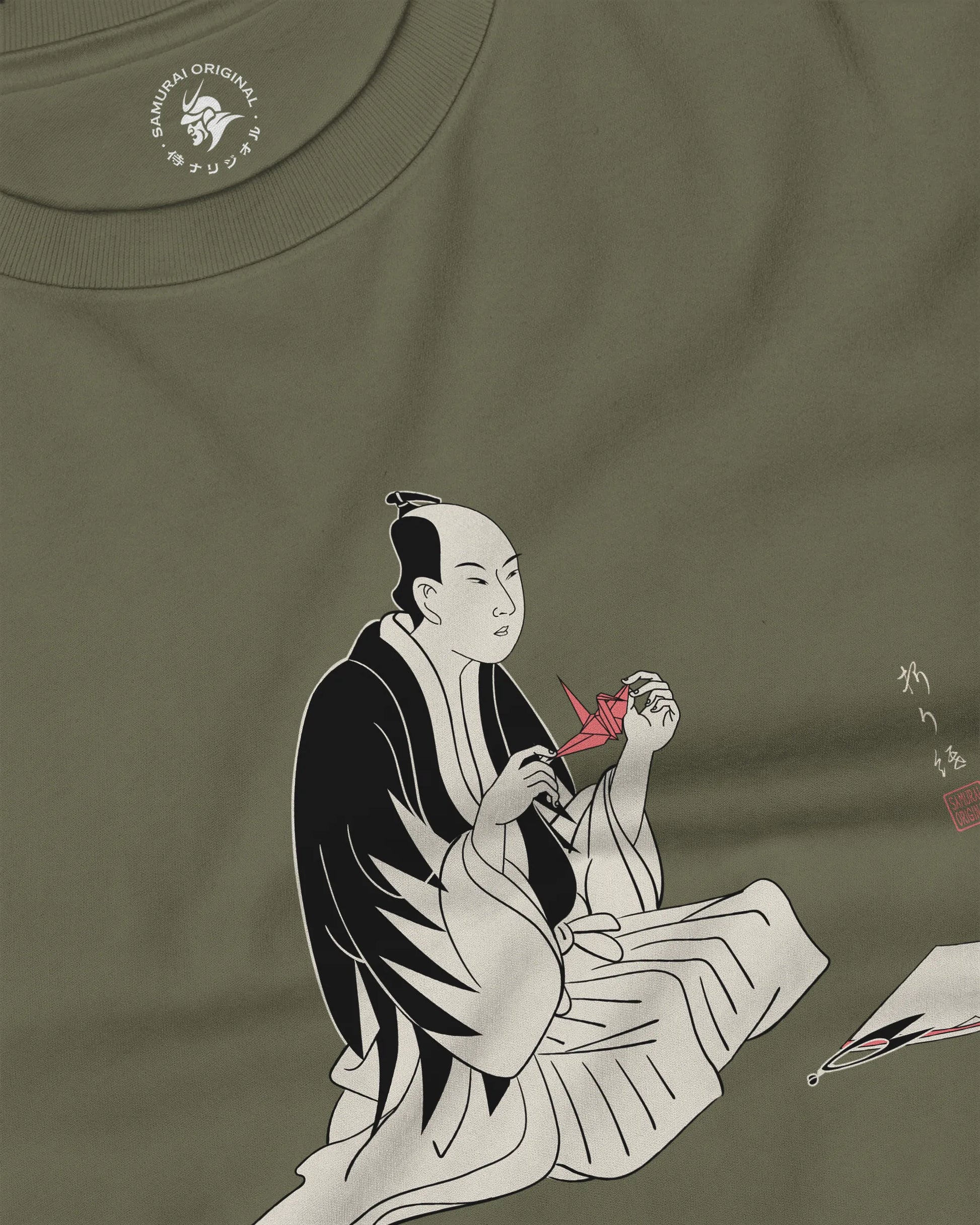 Samurai Origami Japanese Ukiyo-e Unisex Long Sleeve Tee - Samurai Original