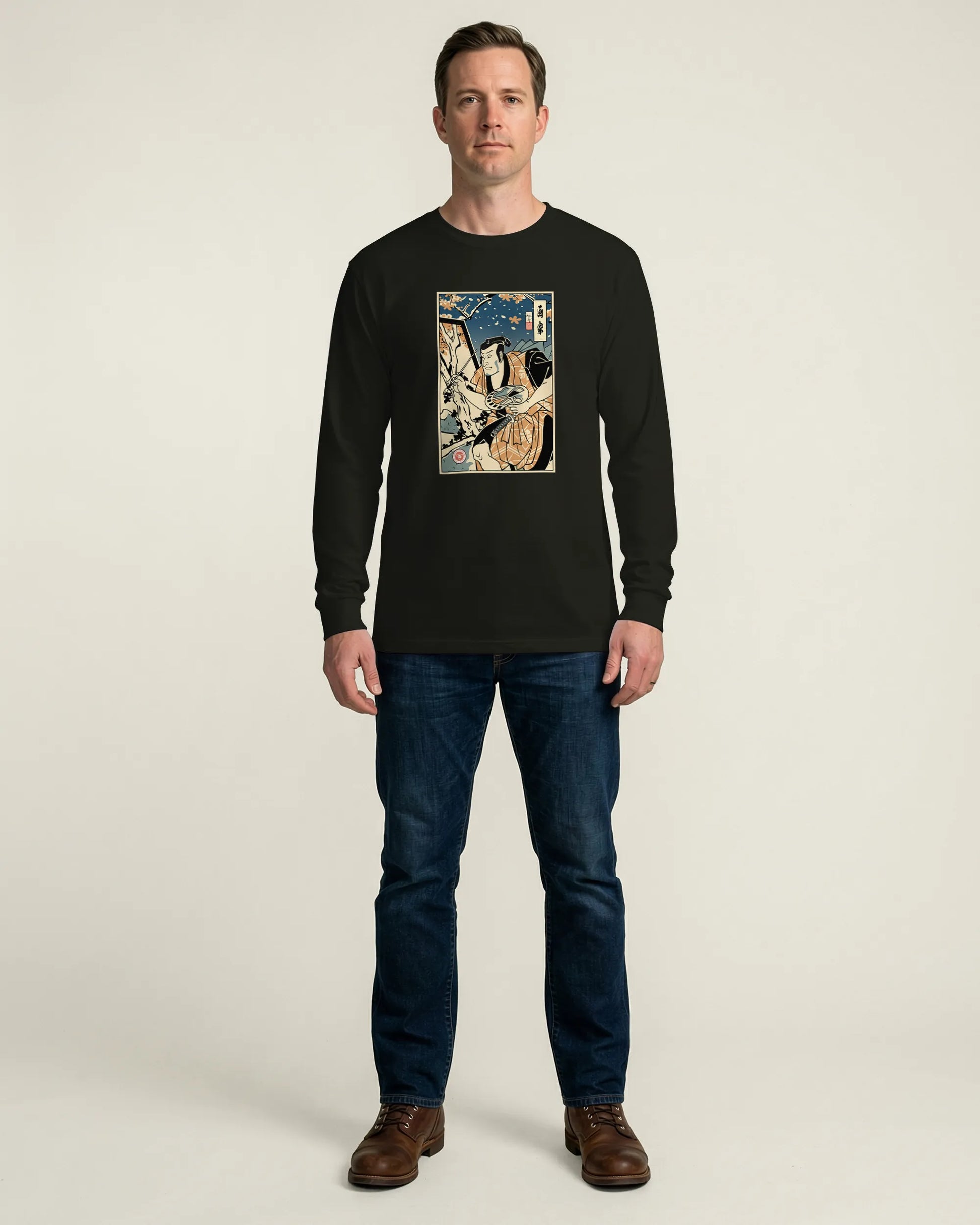 Samurai Painter Artist Ukiyo-e Unisex Long Sleeve Tee - Samurai Original