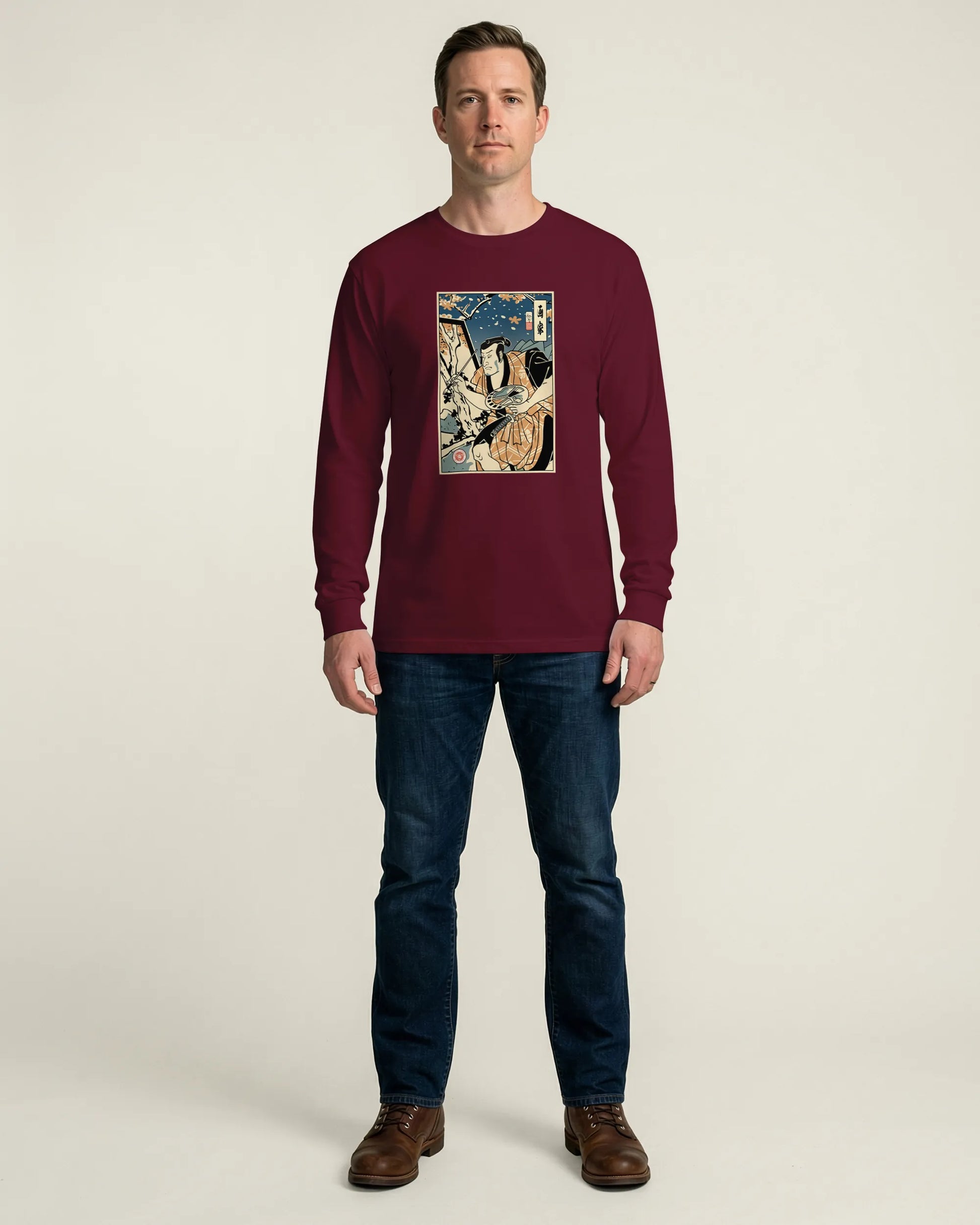 Samurai Painter Artist Ukiyo-e Unisex Long Sleeve Tee - Samurai Original
