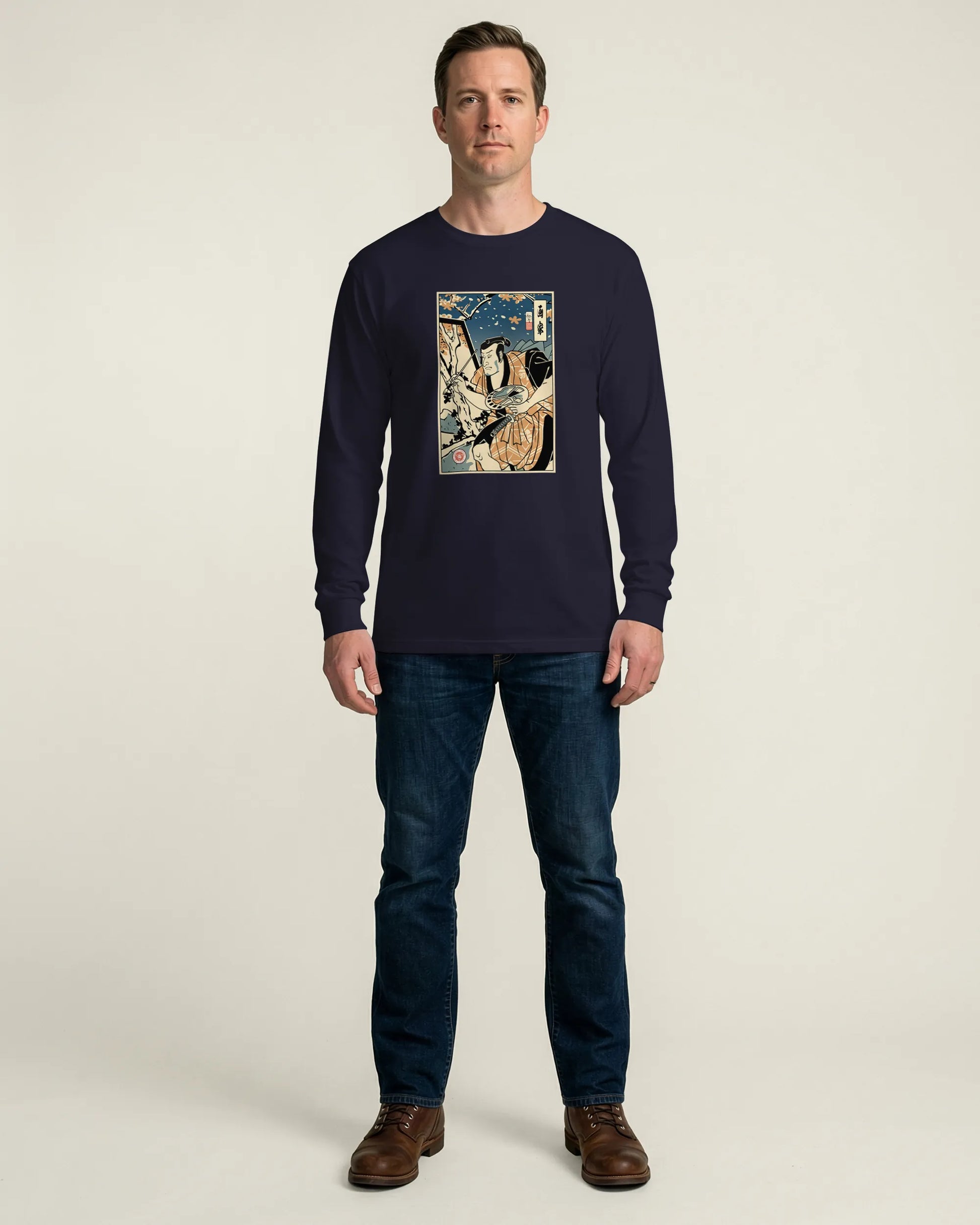 Samurai Painter Artist Ukiyo-e Unisex Long Sleeve Tee - Samurai Original