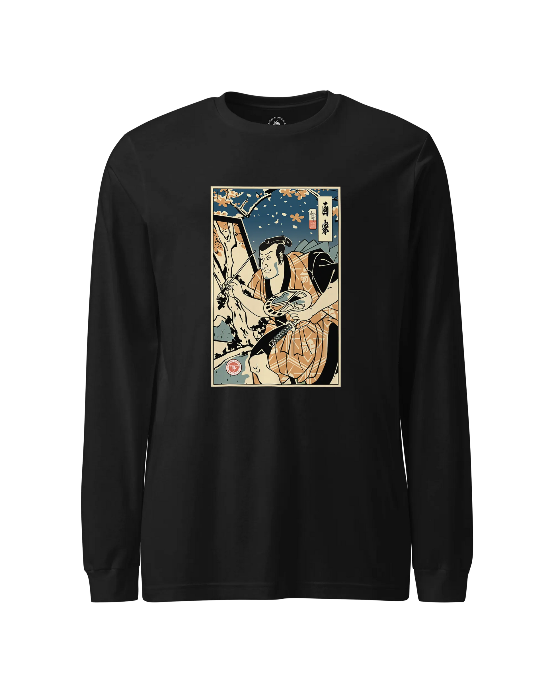 Samurai Painter Artist Ukiyo-e Unisex Long Sleeve Tee Black - Samurai Original