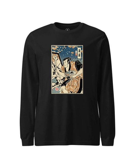 Samurai Painter Artist Ukiyo-e Unisex Long Sleeve Tee Black - Samurai Original
