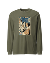 Samurai Painter Artist Ukiyo-e Unisex Long Sleeve Tee Military Green - Samurai Original