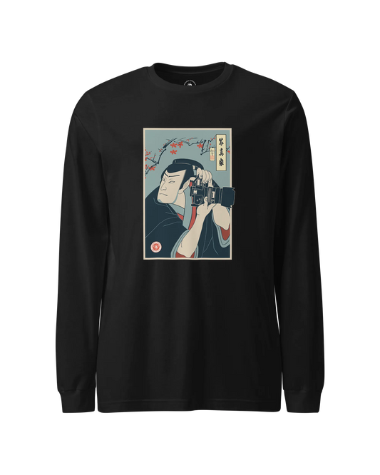 Samurai Photographer Camera Ukiyo-e Unisex Long Sleeve Tee No.2