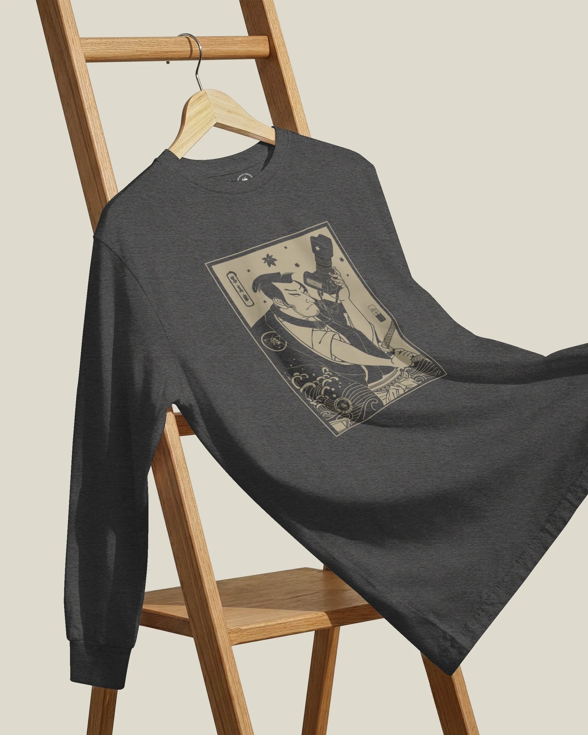 Samurai Photographer 3 Camera Ukiyo-e Unisex Long Sleeve Tee - Samurai Original