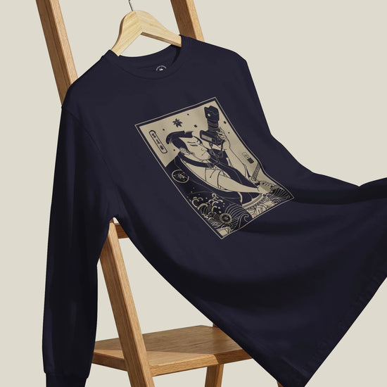 Samurai Photographer 3 Camera Ukiyo-e Unisex Long Sleeve Tee - Samurai Original