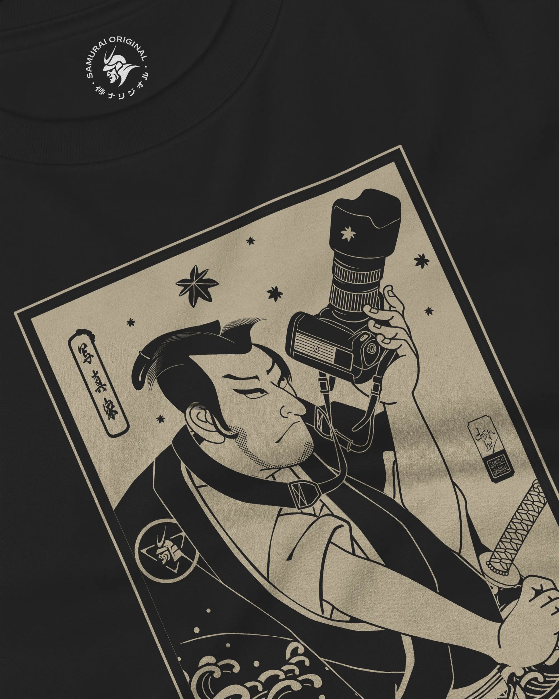 Samurai Photographer 3 Camera Ukiyo-e Unisex Long Sleeve Tee - Samurai Original