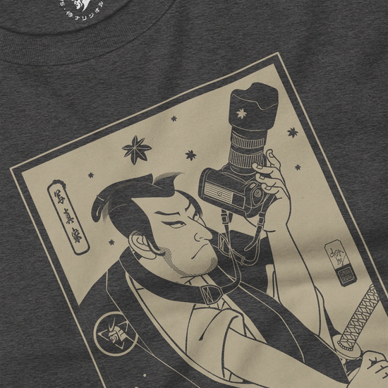 Samurai Photographer 3 Camera Ukiyo-e Unisex Long Sleeve Tee - Samurai Original