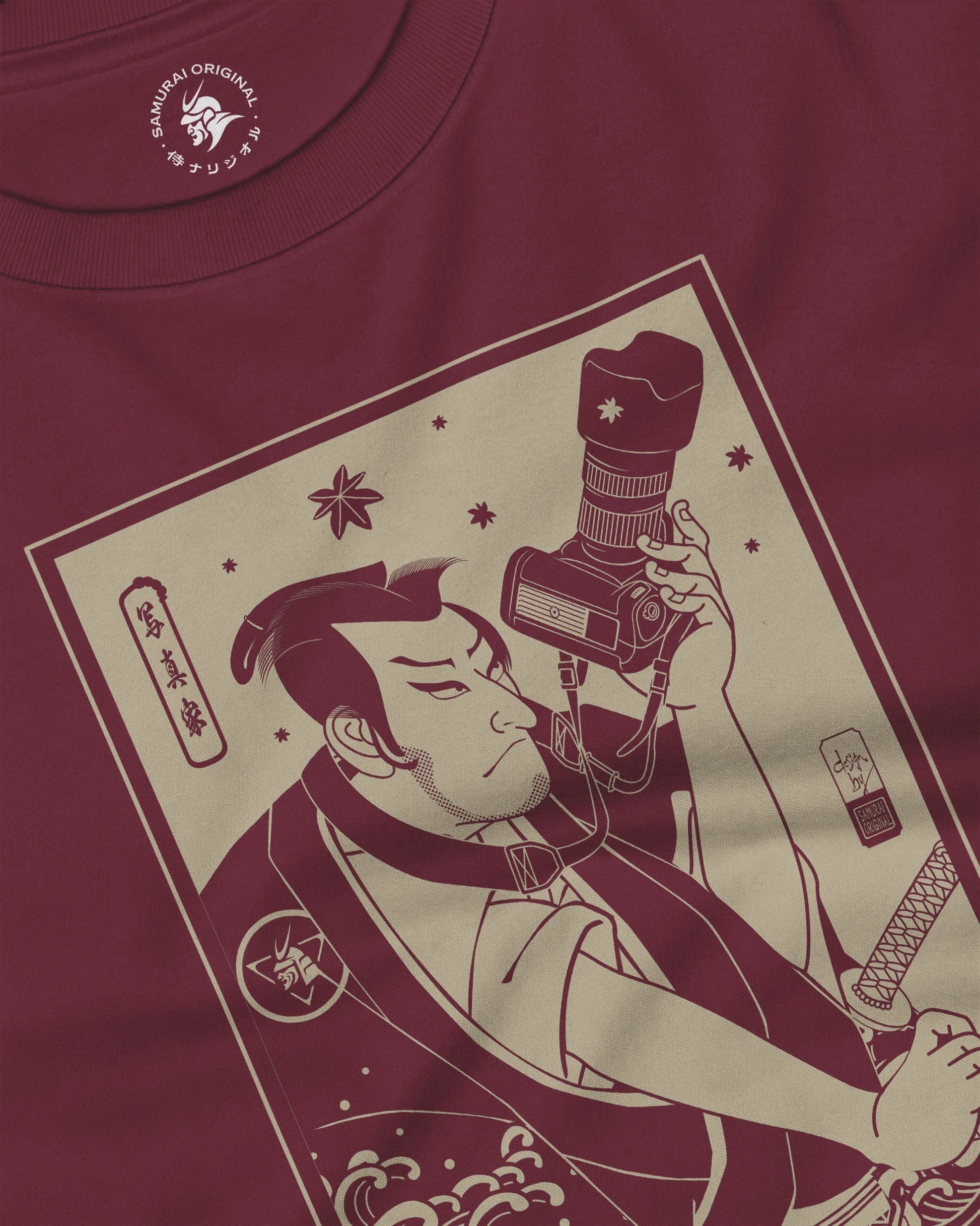 Samurai Photographer 3 Camera Ukiyo-e Unisex Long Sleeve Tee - Samurai Original